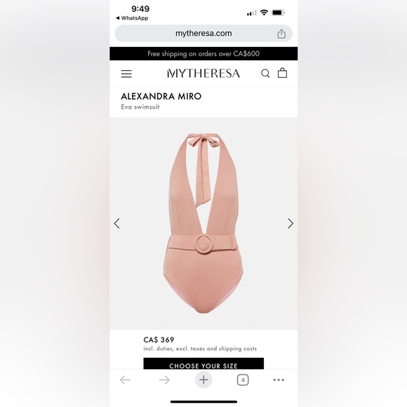 BNWT Alexandra Miro Eva Black Swimsuit Sz XS With Wood Effect Belt Buckle. - Picture 6 of 6